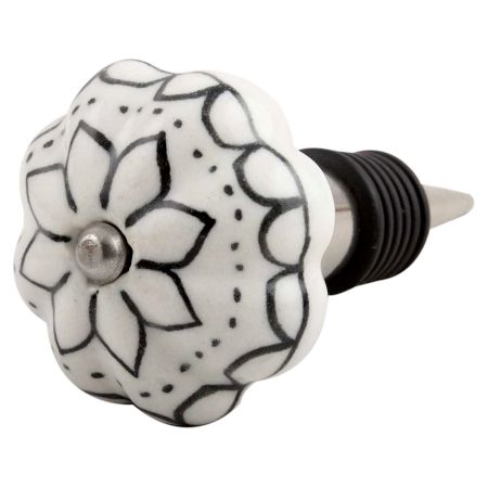 Black Lotus Ceramic Melon Wine Stopper